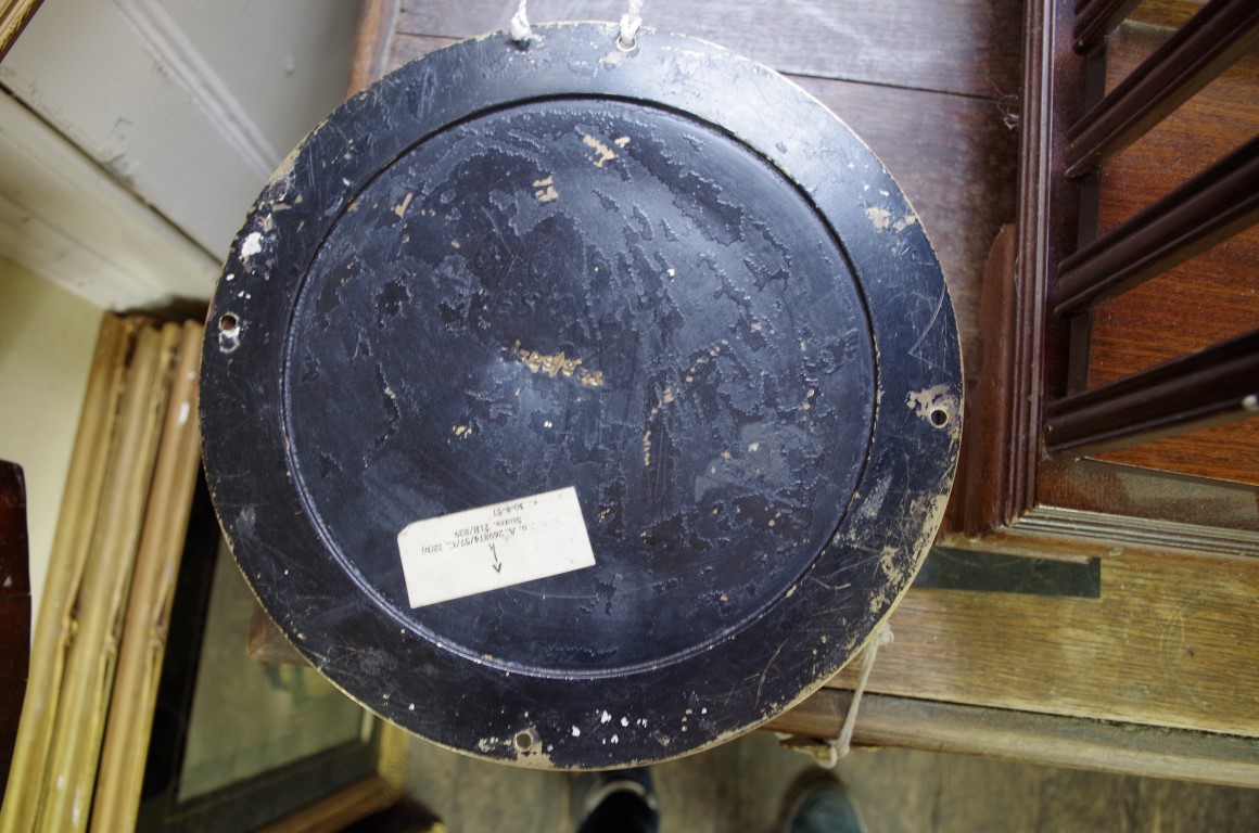 A Smith's brass bulkhead timepiece, with enamel dial, 23cm diameter. - Image 2 of 2