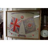 'The King's Liverpool Regiment', an embroidered silk panel, 46 x 59cm.