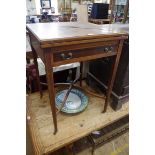 A circa 1900 mahogany, line inlaid and crossbanded envelope card table, with frieze drawer, 55.5cm