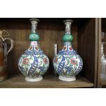 A pair of Samson Iznik style vases, 35.5cm high, (each s.d.).