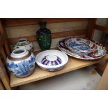 A mixed group of Chinese and Japanese ceramics; together with a cloisonne enamel vase.