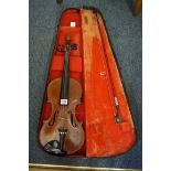 An antique Continental violin, labelled 'Antonius Stradivarius...', with 14in two piece back, with