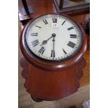 A Victorian mahogany drop dial wall clock, with 11in dial and single fusee, with pendulum.