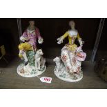 A pair of antique Continental porcelain figures, probably Samson, 22cm high.