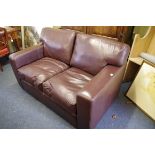 WITHDRAWN: A contemporary chocolate brown leather sofa, 147cm wide.