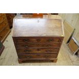 A George III mahogany bureau, 91.5cm wide.