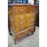 A George I walnut and line inlaid chest on stand, 99cm wide.