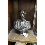 After Carlo Marochetti, a bronze bust of a gentleman, on integral socle, 20.5xm high.