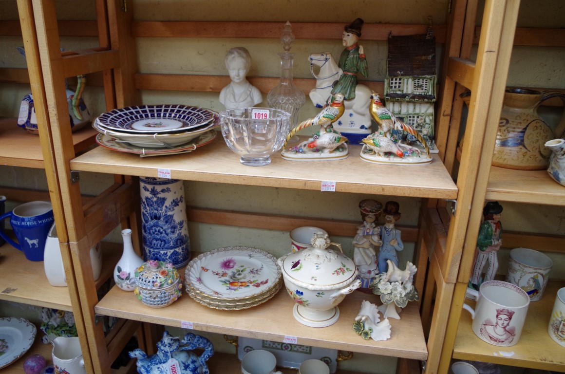 A mixed group of 19th century and later English and Continental ceramics, to include: a Rye