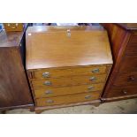 A George III mahogany bureau, 90.5cm wide.