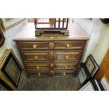 A late 17th century oak chest of drawers, 95.5cm wide.