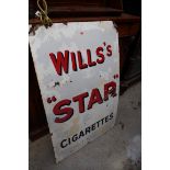 An enamel 'Wills's "Star" Cigarettes' sign, 91.5 x 61cm, (s.d.).