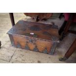 A 19th century Colonial hardwood and brass mounted workbox, 51cm wide.