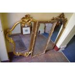 Three reproduction gilt framed wall mirrors, largest 98 x 63cm.