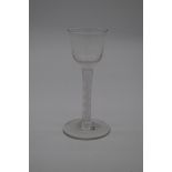 An 18th century English double series opaque twist wine glass, 14.5cm high.