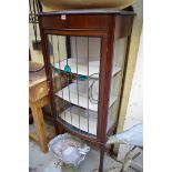 An Edwardian mahogany and line inlaid bowfront display cabinet, 61.5cm wide.