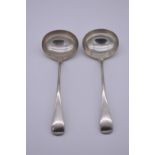 A pair of silver Old English pattern sauce ladles, by James Dixon & Sons Ltd, Sheffield 1921, 17.