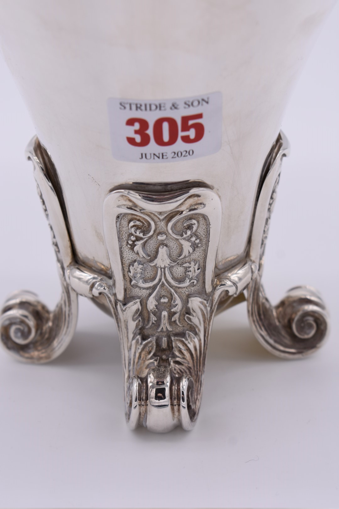 A heavy silver vase, by Asprey & Co Ltd, London 2002, having flared rim, on four scroll supports - Image 2 of 4