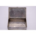 An Egyptian white metal cigarette box, 13.5cm.