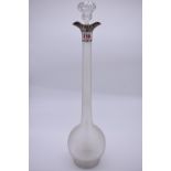 A large Victorian ribbed clear glass and silver mounted decanter and stopper, hallmarked