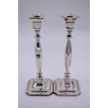 A pair of silver candlesticks, by Alexander Smith, Birmingham 1971, 28cm.