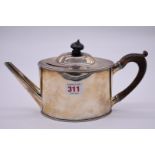 A George III silver oval tea pot, by Robert Hennell I, London 1786, 15cm high, 454g gross.