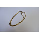 A yellow metal byzantine necklace, stamped 18k, 63cm, 27g