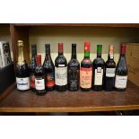 A mixed group of ten bottles of wine, to include: a 75cl bottle of Chateau Cabonnieux, 1996. (10)