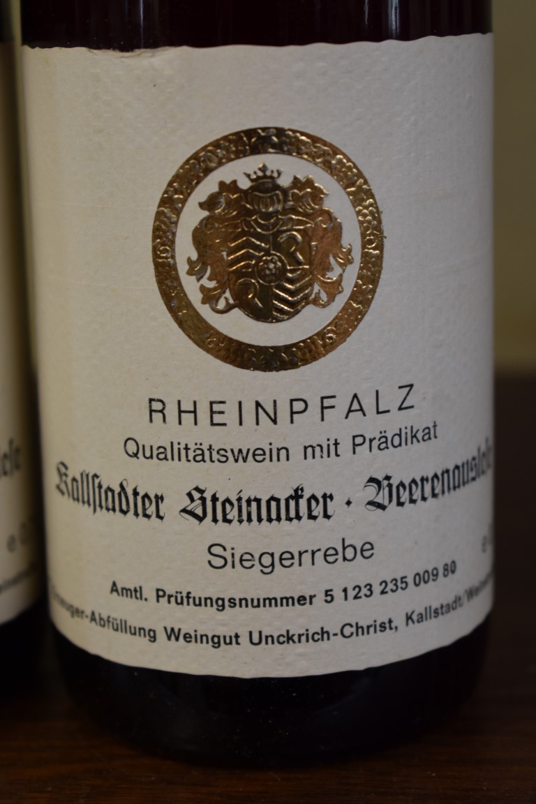 Four 70cl bottles of Kallstadter Steinacker Beerenauslese, 1979, St Nikolaus. (4) - Image 4 of 4