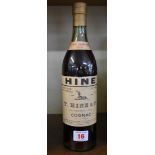 A bottle of Hine 1904 grand champagne cognac.