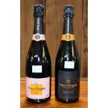 Two 75cl bottles of Veuve Clicquot champagne, comprising: 'Extra Brut Extra Old' and Rose. (2)