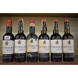 Six half bottles of Tres Cortados sherry, Antonio de la Riva, 1940s bottling. (6)
