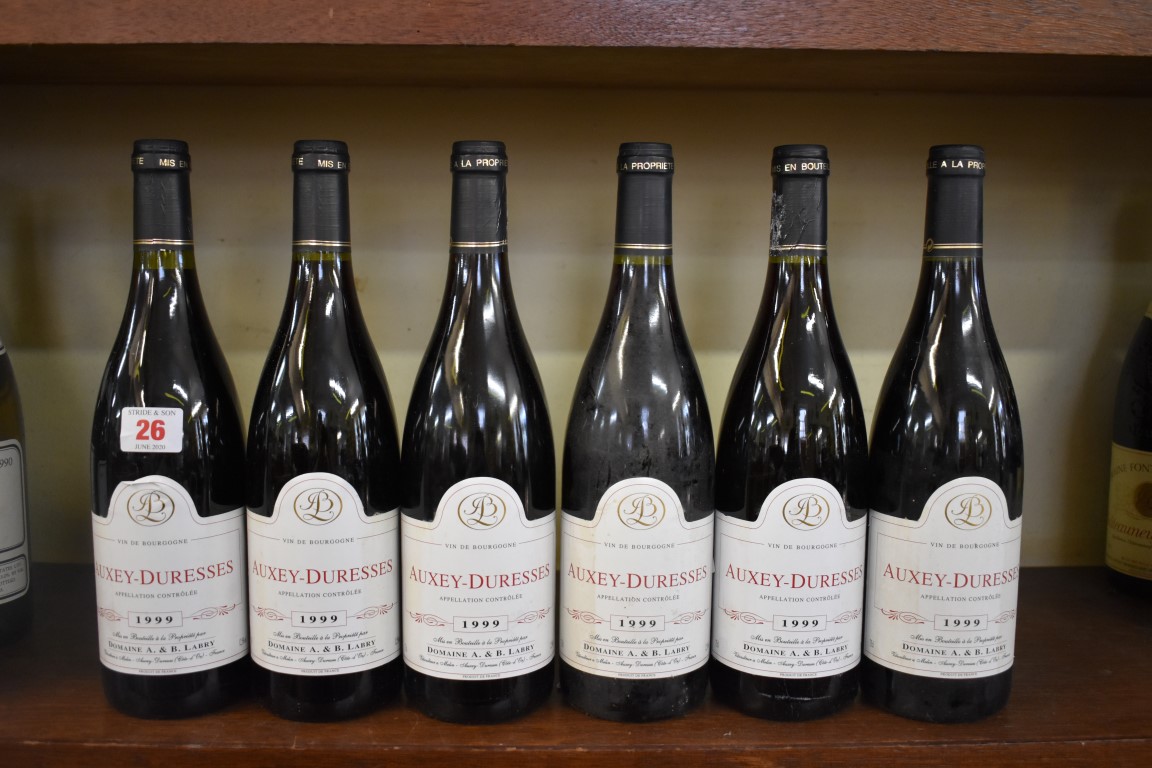 Six 75cl bottles of Auxey Duresses, 1999, Domaine Labry. (6)