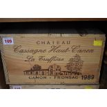 A case of twelve 75cl bottles of Chateau Cassagne Haute-Canon La Truffiere, 1989, Canon-Fronsac,