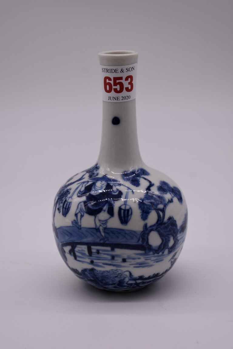 WITHDRAWN FROM SALE A Chinese blue and white bottle vase, yongzheng, six character mark, 15cm high.