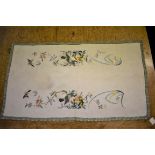 A Chinese silk embroidered panel of birds and butterflies, 64.5 x 36.5cm.