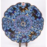 A Chinese cloisonne enamel footed charger, of shaped outline, 39cm diameter.