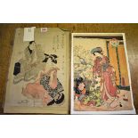 Two Japanese woodblock prints, 37 x 25.5, both unframed.