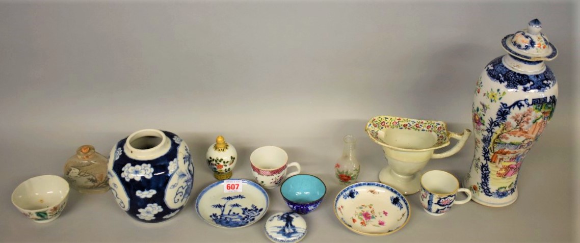 A mixed group of Chinese porcelain and works of art, 18th century and later, to include: an