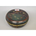 A Japanese cloisonne enamel circular box and cover, 19th century, the cover decorated with two