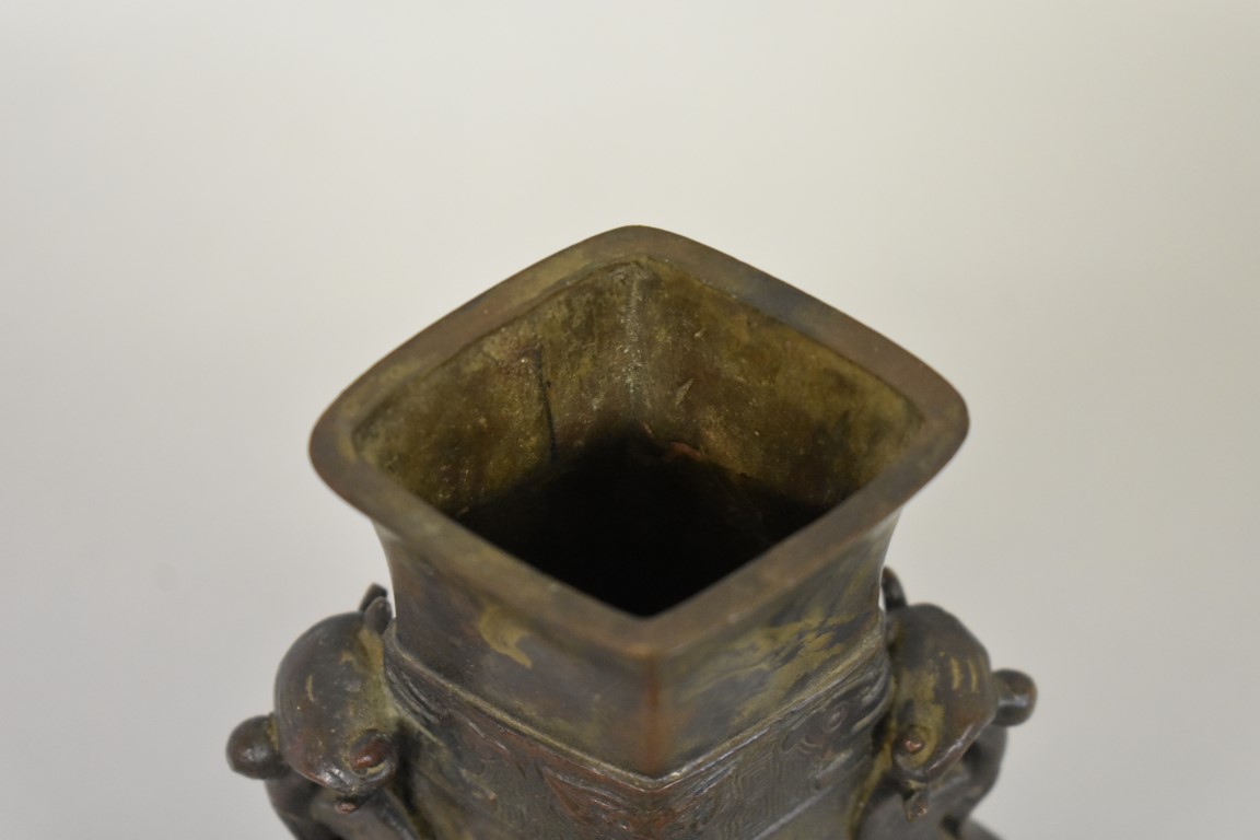 WITHDRAWN FROM SALE A Chinese Archaistic style bronze twin handled vase. - Image 4 of 7