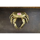 A brass ink well in form of crab, approx 19cm wide.