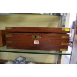 An antique brass bound mahogany writing slope, 44cm.