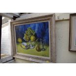 John Codner, still life, labelled verso, oil on canvas, 39 x 50cm; together with another by S