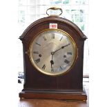 A circa 1920s French mahogany mantel clock, striking on five gongs, the dial signed 'Walker & Hall