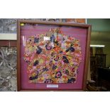 A framed 1960s 'Flower Power Original' gentlemen's shirt, by Mr Carnaby, 22 Fouberts Place,