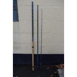 Angling: a Sealey 14'0" three piece glass fibre Blue Match De Luxe flat coarse fishing rod.