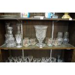 A collection of glassware, to include: a cut glass vase, 16.5cm high; three Victorian glass