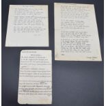 BLUNDEN (Edmund): author's holograph manuscript for poem 'Estrangement', 25 lines in black ink to