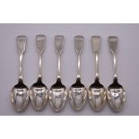 A set of six silver William IV Old English pattern teaspoons, by John Meek, London 1828, 128g.